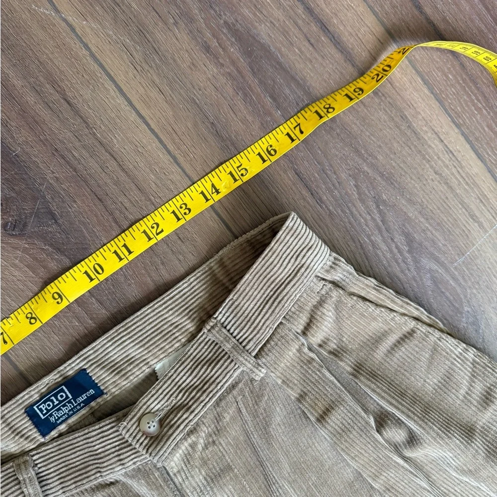 Vintage Polo Ralph Lauren 31x30 Khaki‎ Corduroy Pleated Made In USA